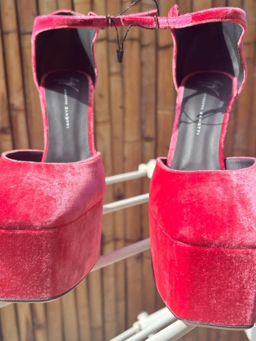 Giuseppe Zanotti Pink Velvet D’Orsay Platform Heels Size 10